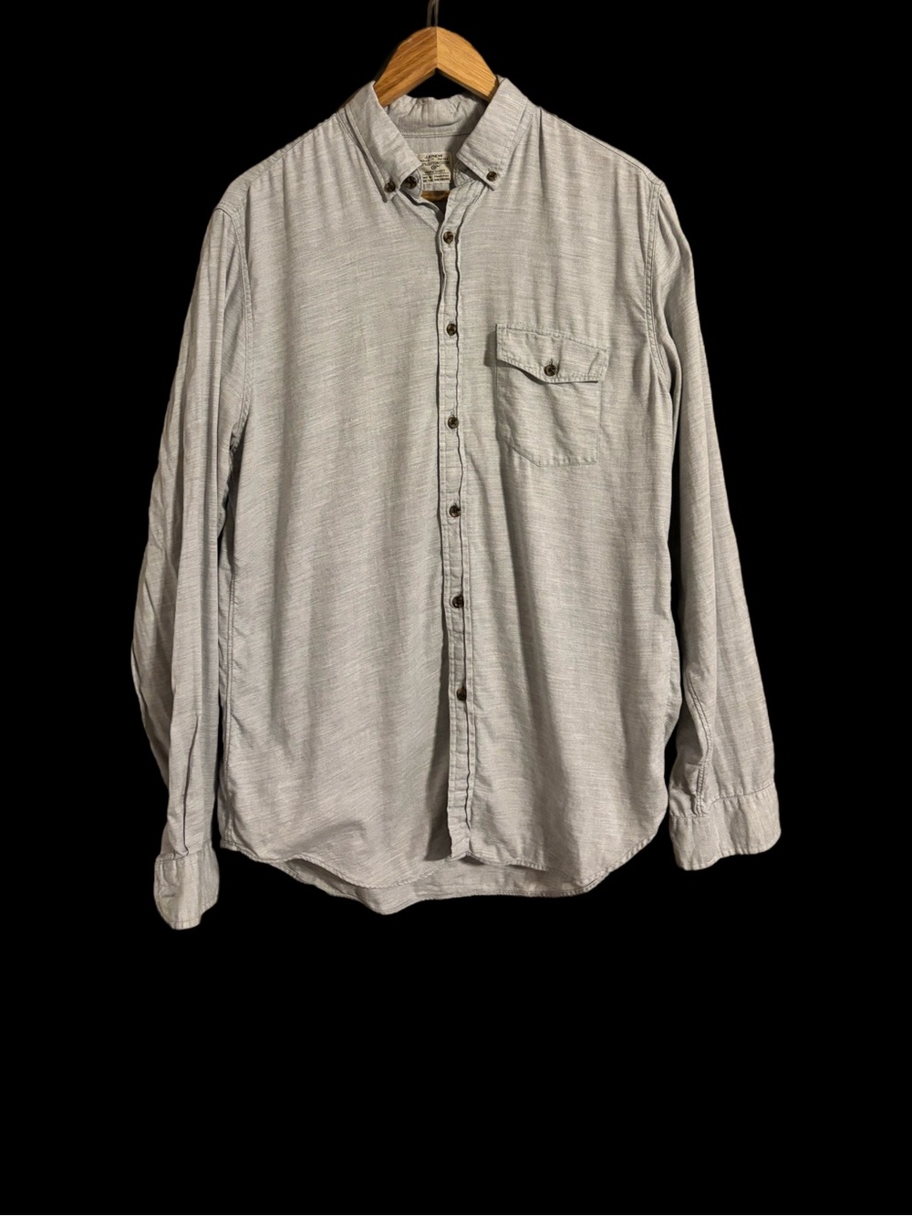 J. Crew Button Front Casual Work Shirt Grey Cotton Long Sleeve Collared Men’s M